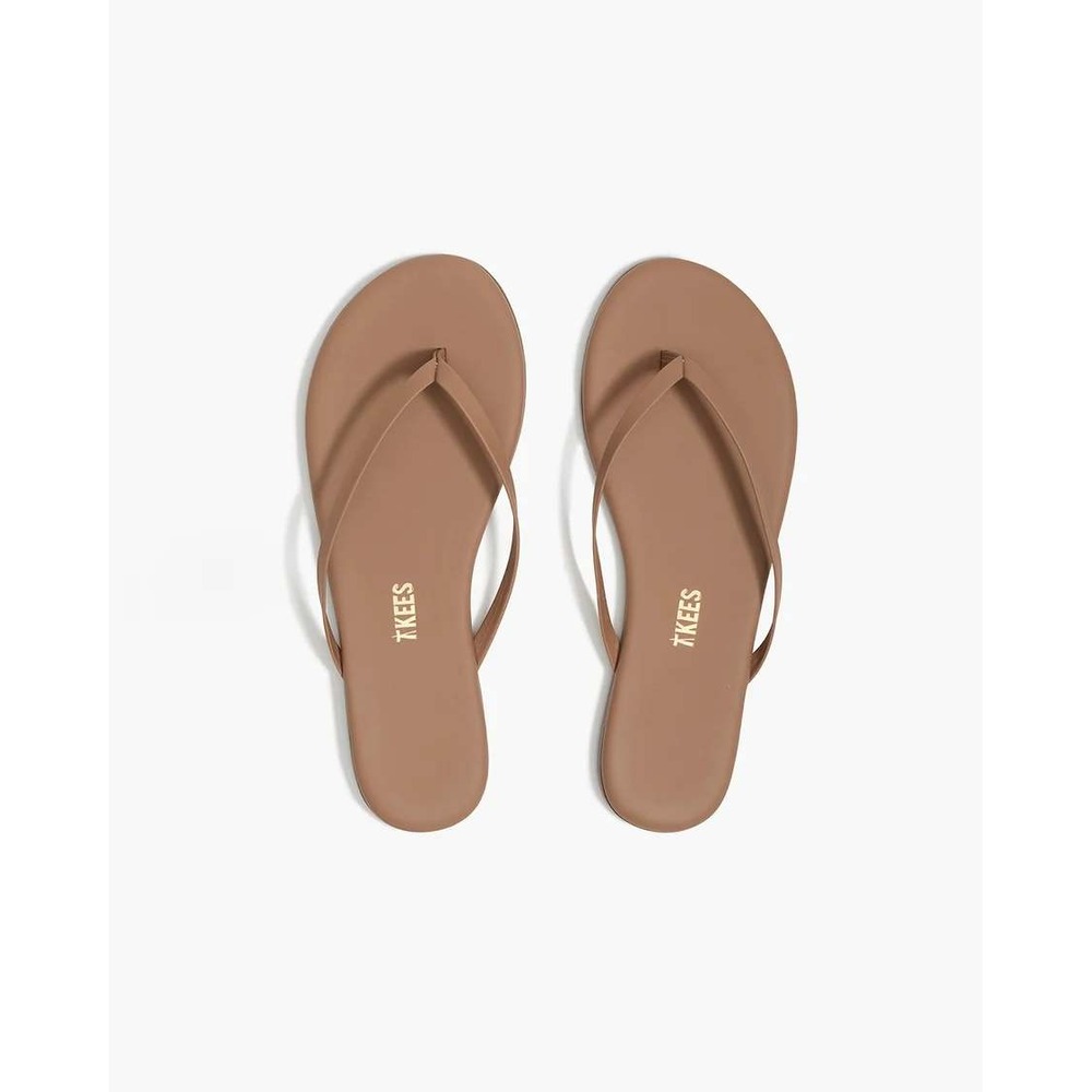 TKEES Lily Sandals Women 9 Tan Nude Leather Flip Flop